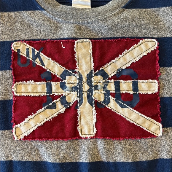 Gymboree Boys Striped Pullover UK Union Jack Appliqué with Matching Hat - Picture 3 of 8